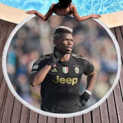 Paul Pogba confident Juve Soccer Player Round Beach Towel 1