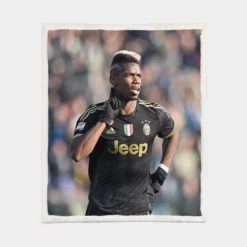 Paul Pogba confident Juve Soccer Player Sherpa Fleece Blanket 1