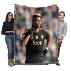 Paul Pogba confident Juve Soccer Player Woven Blanket