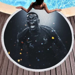 Paul Pogba elite French sports Player Round Beach Towel 1