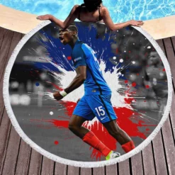 Paul Pogba encouraging French Football Player Round Beach Towel 1