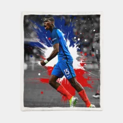 Paul Pogba encouraging French Football Player Sherpa Fleece Blanket 1