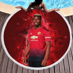 Paul Pogba euphoric United Footballer Player Round Beach Towel 1