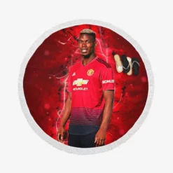 Paul Pogba euphoric United Footballer Player Round Beach Towel