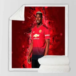 Paul Pogba euphoric United Footballer Player Sherpa Fleece Blanket