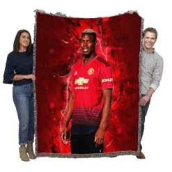 Paul Pogba euphoric United Footballer Player Woven Blanket