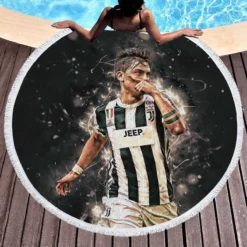 Paulo Bruno Dybala Juventus Star Soccer Player Round Beach Towel 1