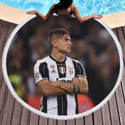 Paulo Bruno Dybala Rapid Juve Football Player Round Beach Towel 1