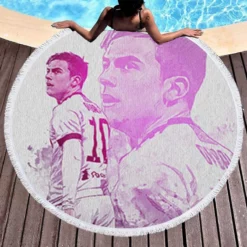 Paulo Bruno Dybala active Football Player Round Beach Towel 1