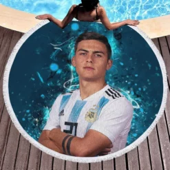 Paulo Bruno Dybala bustling Footballer Player Round Beach Towel 1