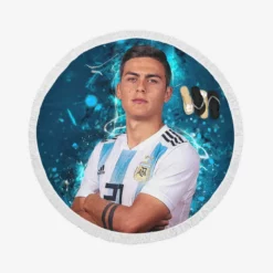 Paulo Bruno Dybala bustling Footballer Player Round Beach Towel