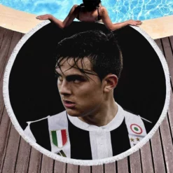 Paulo Bruno Dybala capable Soccer Player Round Beach Towel 1