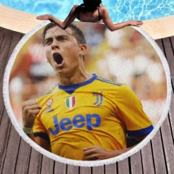 Paulo Bruno Dybala enthusiastic sports Player Round Beach Towel 1