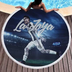 Paulo Bruno Dybala fast Football Player Round Beach Towel 1