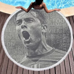 Paulo Bruno Dybala gifted Football Player Round Beach Towel 1