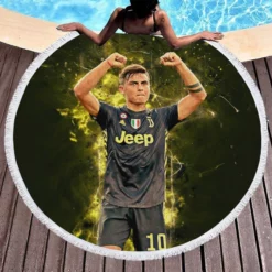 Paulo Bruno Dybala mercurial Juve Soccer Player Round Beach Towel 1