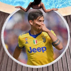 Paulo Bruno Dybala spright Football Player Round Beach Towel 1