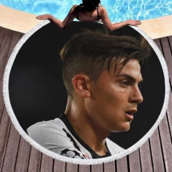 Paulo Bruno Dybala vivacious Football Player Round Beach Towel 1