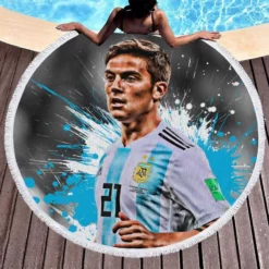 Paulo Dybala Honorable Soccer Player Round Beach Towel 1