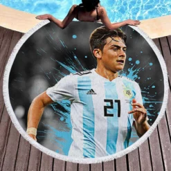 Paulo Dybala athletic Soccer Player Round Beach Towel 1