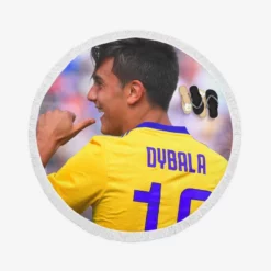 Paulo Dybala confident Soccer Player Round Beach Towel