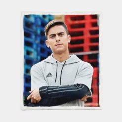 Paulo Dybala encouraging Juve Football Player Sherpa Fleece Blanket 1