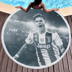 Paulo Dybala euphoric Footballer Player Round Beach Towel 1