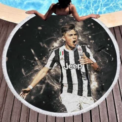 Paulo Dybala fastidious Soccer Player Round Beach Towel 1