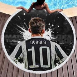 Paulo Dybala flexible Football Player Round Beach Towel 1