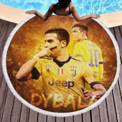 Paulo Dybala hardworking sports Player Round Beach Towel 1