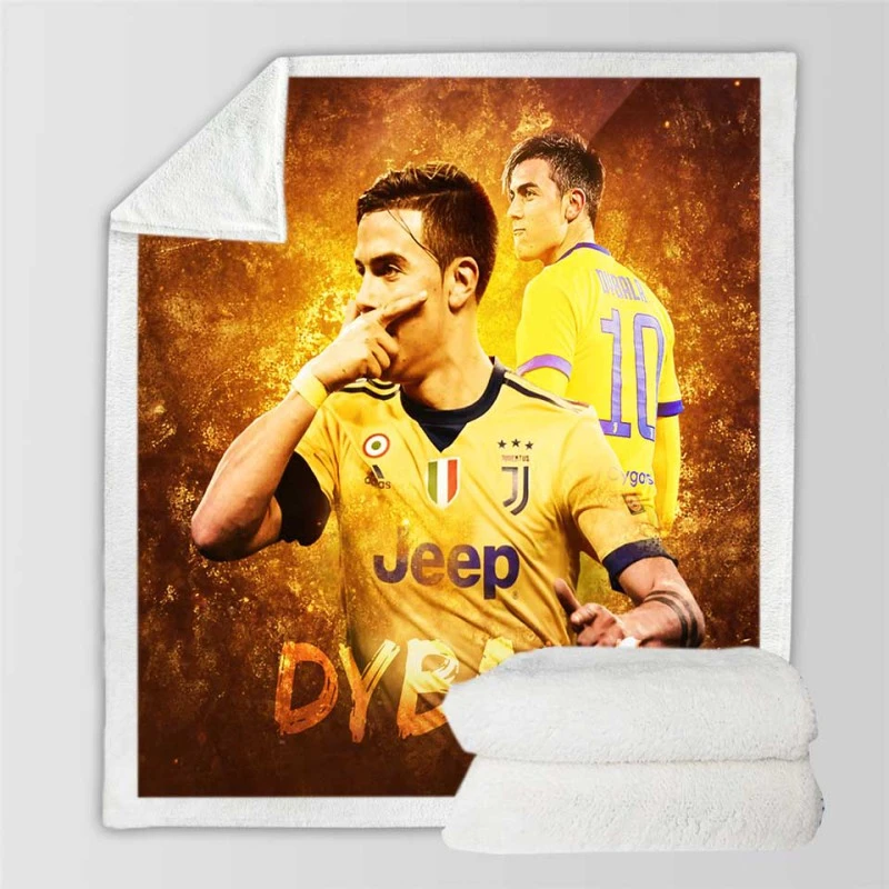 Paulo Dybala hardworking sports Player Sherpa Fleece Blanket