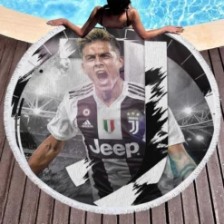 Paulo Dybala improving sports Player Round Beach Towel 1