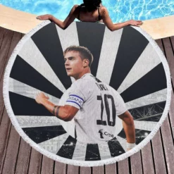 Paulo Dybala sportive Football Player Round Beach Towel 1