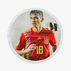 Pedri Energetic Spanish Football Player Round Beach Towel