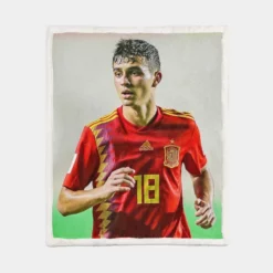 Pedri Energetic Spanish Football Player Sherpa Fleece Blanket 1