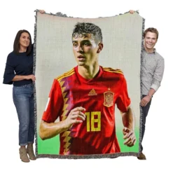 Pedri Energetic Spanish Football Player Woven Blanket