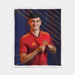 Pedri Spanish Spirited Football Player Sherpa Fleece Blanket 1