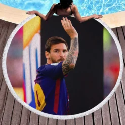 Persistent Barca Soccer Player Lionel Messi Round Beach Towel 1