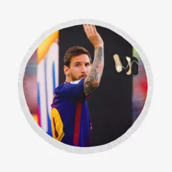 Persistent Barca Soccer Player Lionel Messi Round Beach Towel