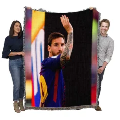 Persistent Barca Soccer Player Lionel Messi Woven Blanket