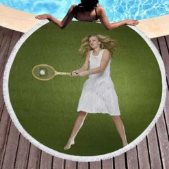 Petra Kvitova Excellent Tennis Player Round Beach Towel 1