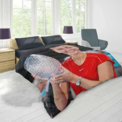 Petra Kvitova Powerful Tennis Player Duvet Cover 1