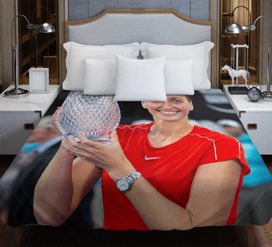 Petra Kvitova Powerful Tennis Player Duvet Cover