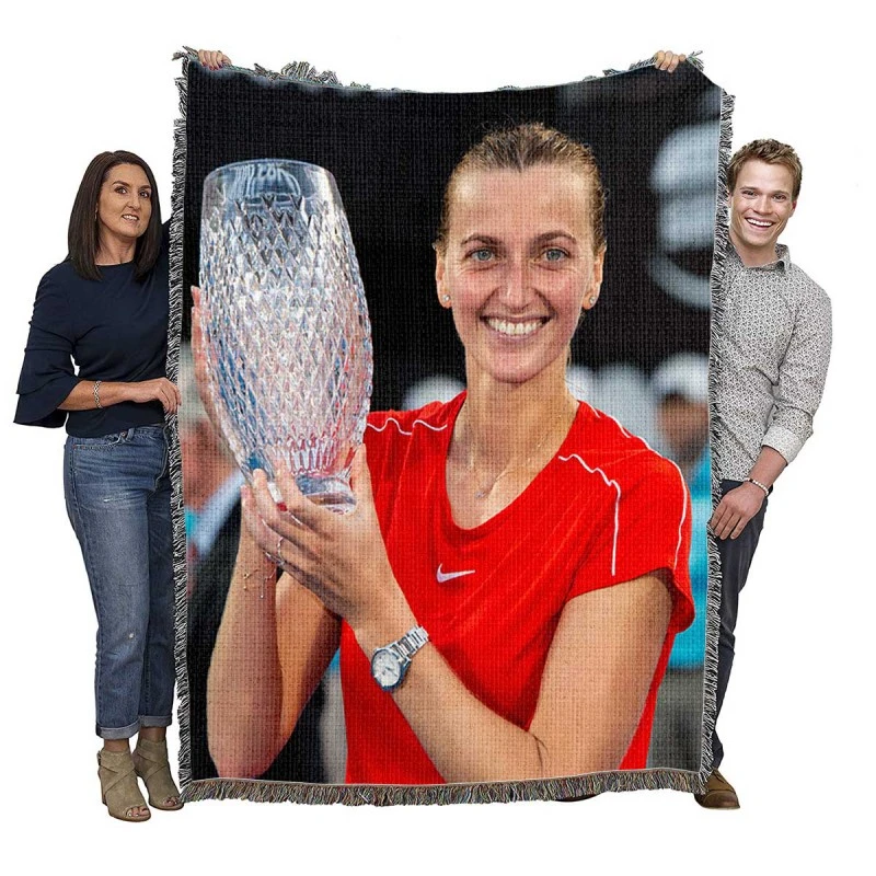 Petra Kvitova Powerful Tennis Player Woven Blanket