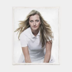 Petra Kvitova Spirited Tennis Player Sherpa Fleece Blanket 1