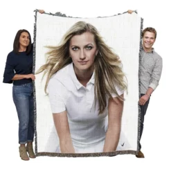 Petra Kvitova Spirited Tennis Player Woven Blanket
