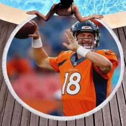 Peyton Manning American Football Quarterback Round Beach Towel 1