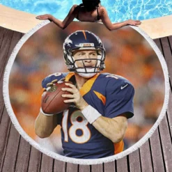 Peyton Manning Excellent NFL Football Player Round Beach Towel 1