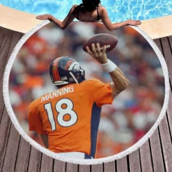 Peyton Manning Exciting NFL Football Player Round Beach Towel 1