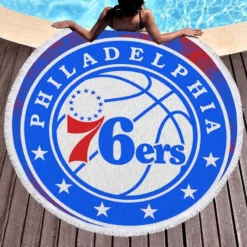 Philadelphia 76ers Awarded NBA Basketball Team Round Beach Towel 1